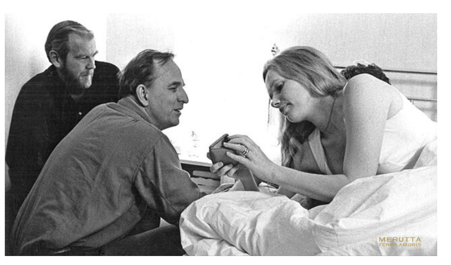 SVEN NYKVIST, INGMAR BERGMAN AND LIV ULLMANN — ON SET, 1972