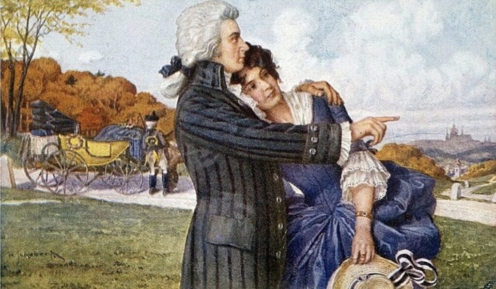 Wolfgang Amadeus Mozart and Constanze Mozart, Hugo Schubert. 1910 Oil on canvas.